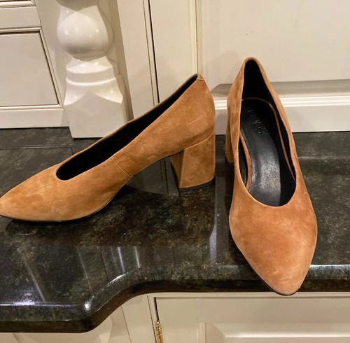 Tacones de bloque de gamuza bronceada M4DE talla 10 B. - Imagen 4 de 10