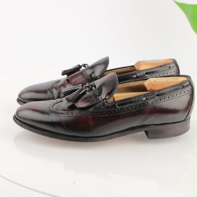 Johnston Murphy Mens Loafer Size 8.5 D BUrgundy Wingtip Tassel