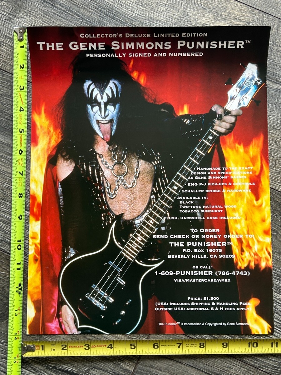 KISS Ad Advert GENE SIMMONS Punisher Bass 11x14 Alive Reunion Tour