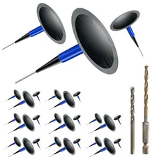 Tire Repair Patch Plug Kit 24Pcs Rubber Puncture Repair Nail Universal Mushro...