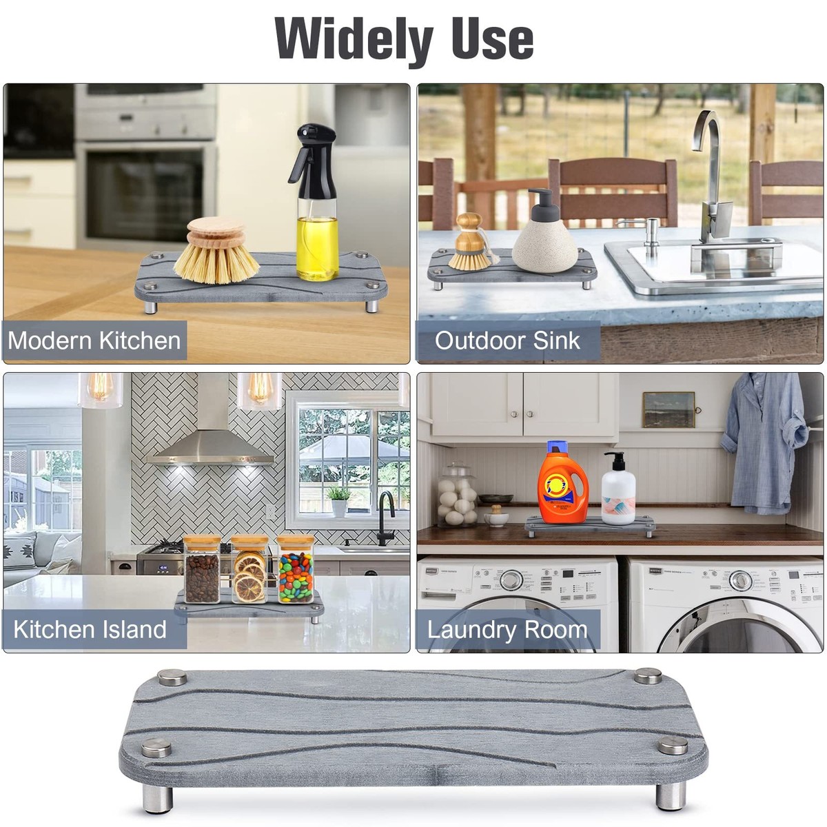 ARTLEO Stainless Steel Sink Caddy Organizer With Diatomite Stone Trays - Fast Drying Sponge & Brush Holder For Kitchen - View #9