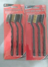 MINI WIRE BRUSH 3 PC. STAINLESS STEEL BRASS NYLON CLEANING ~ LOT OF 2