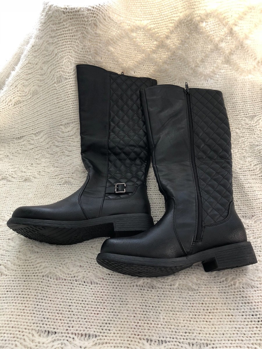 Refresh Women's Low Heel Knee High Boots Black Size