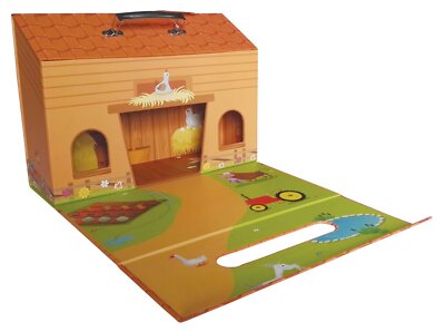 Bieco 04003603 game world suitcase Scene Farm, about 32 x 23 x 10.5 cm, brown