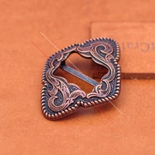 6pcs Copper Western Flower Carved DIY Leathercraft Saddle Bridle Slotted Concho