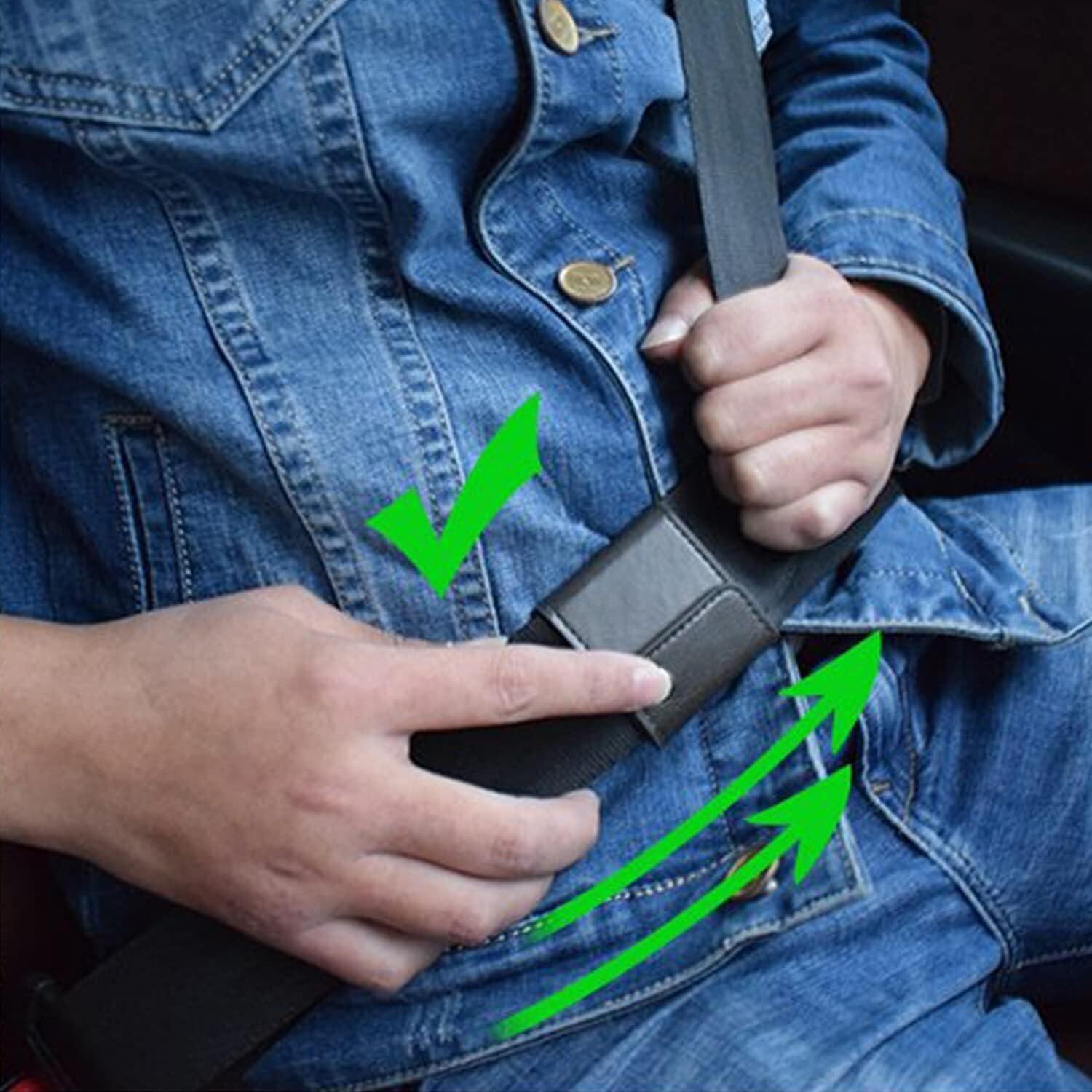 Auto Seat Belt Adjuster with Locking Clip & Soft Leather Protector - 2 Pack