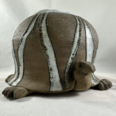 1972 Mary Anne Wurst Studio Pottery 5 1/2  Turtle With Sun Face 