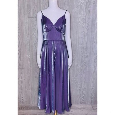 Nwt romwe Solid Metallic purple Cami Dress holographic color shifting dress  sm