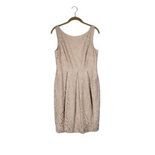 Eliza J Lace Cocktail Dress Sleeveless Beige Gold Neutral Sheath Womens Size 8