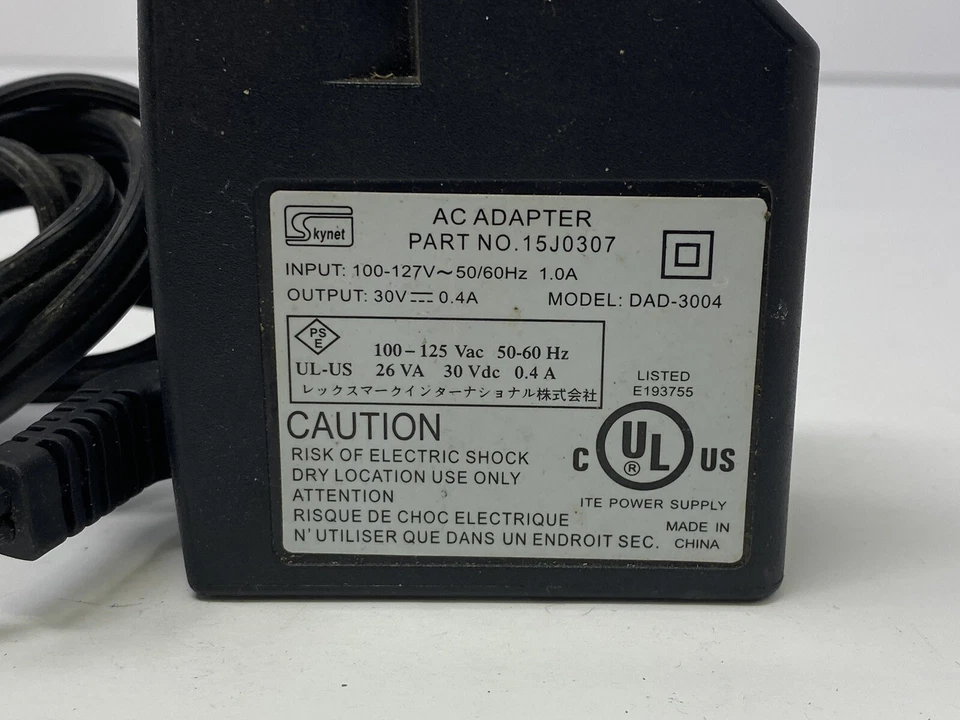 Salida Skynet 30 voltios CC, pieza adaptador de CA de 0,4 amperios #15J0500. Modelo DAD-3004 Original Foto 2 de 4