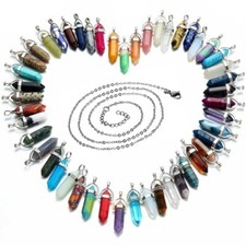 Healing Balance Chakra Hexagon Stone Amulet Pendant Charm Necklace Free Gift Bag