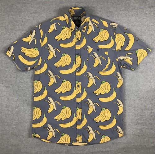 Super Massive Blue Banana Short Sleeve Shirt Summer Button Down Mens Small
