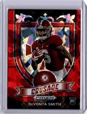 2021 Prizm Draft Picks DeVonta Smith Crusade Red Cracked Ice Prizm Rookie Card