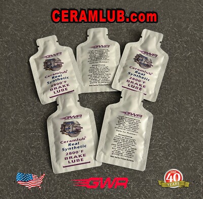 Caliper Pin & Pad Lubricant OEM Ceramlub 2800°F Real Synthetic Extreme ''5 Tubes''