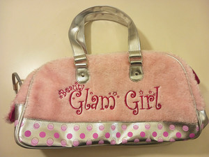 Girl’s Overnight Dance Bag Pink & Silver Zipper Beauty Glam Travel Cosmetic Bag