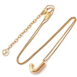 Authentic LOUIS VUITTON Logo LV & ME Letter J Necklace Pendant Gold-Plated M61065 65RQ107