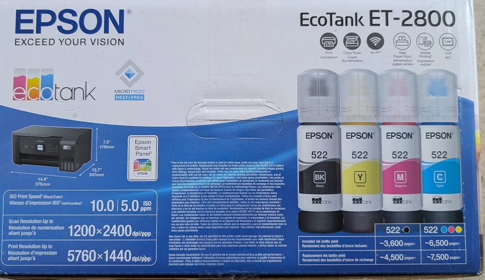 Epson EcoTank ET-2800 Wireless All-in-One Supertank Color Printer NEW - Image 4 of 4