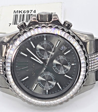 Michael Kors MK6974 Gunmetal Crystal Chronograph Womens Watch 10ATM