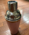 Metal Cobbler Cocktail Shaker, Solid Pink Body with Silver Top Lid Cap — photo 1
