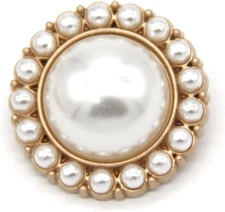 18Mm Vintage Women Coat Gold Metal Full Pearl Buttons, for Clothes, Sweaters, Bl