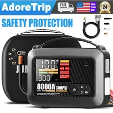 AdoreTrip 8000A Jump Starter Power Bank Air Compressor Battery Booster Supersafe