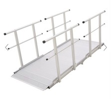 Aluminum Modular Ramp with Handrails and Anti-Slip Surface, Silver