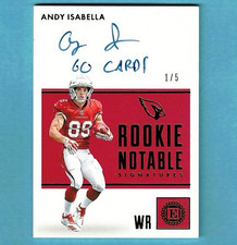 Andy Isabella Rookie Autograph 2019 Encased Notable #RNS-AIS #d 1/5 D198