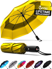 REPEL Windproof Travel Umbrella - Compact  Withstands Winds up to 85MPH , Stron