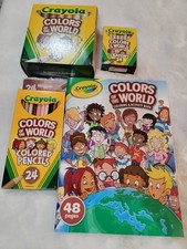 Crayola COLORS OF THE WORLD Crayons Markers Pencils. Coloring Book Bundle New