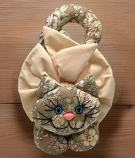 Vintage Stuffed Fabric Cat Door Hanger Pillow by Sew What? 11”