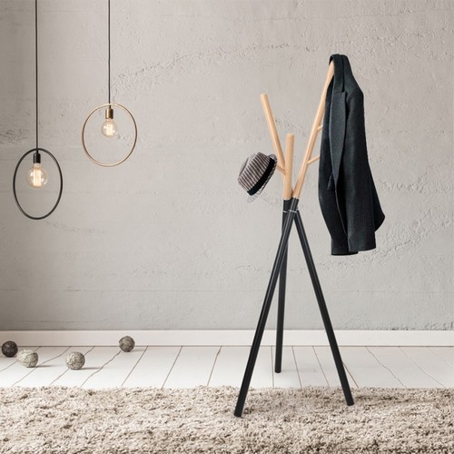 Appendiabiti da terra ingresso stile scandinavo legno metallo nero Zavest - Foto 2 di 6