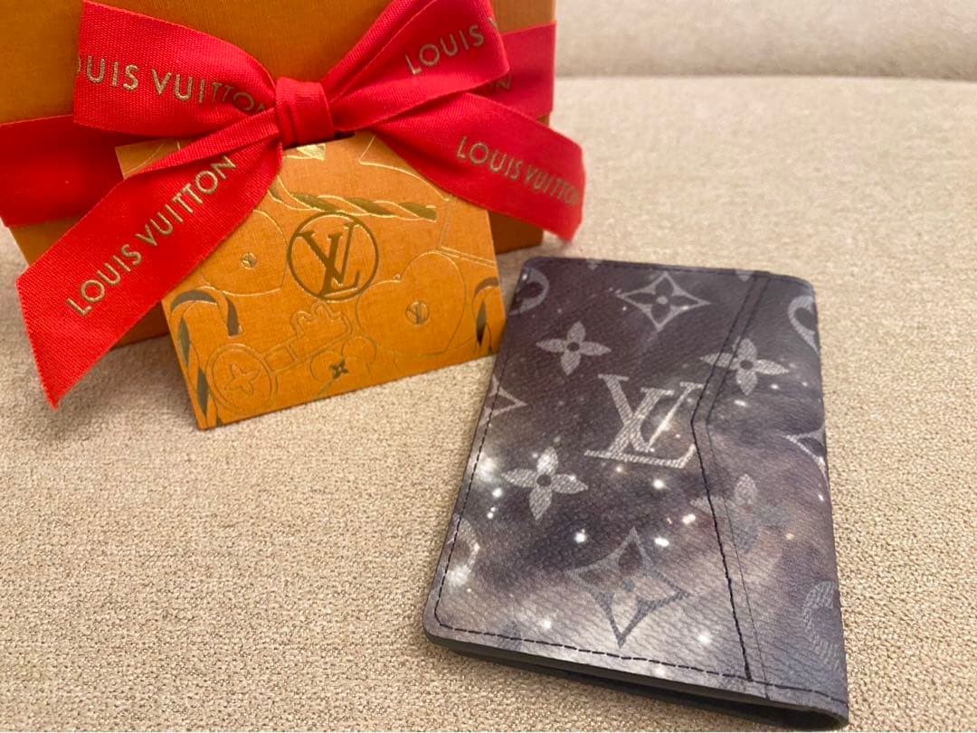 LOUIS VUITTON Monogram Galaxy pocket organizer wallet Card Case black gray rare image 5