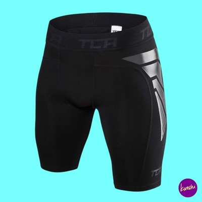 TCA Kinder CarbonForce Pro Kompressionsshorts, Jugend Base Layer, schwarz, UK S