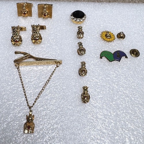 Royal Order of Jesters Billiken ROJ Court 125 Cufflinks Tie Clip Pin Lot Vintage