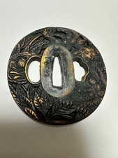 Japanese Tsuba Tosogu Antique Unknown Material - Old Art Fittings Rare