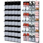 2 PCS 70 Large Over The Door Shoe Organizer Hanging Rack 35 Pockets Black