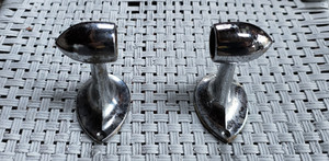 2 Vintage Salvaged MCM Bullet Space age Chrome Towel Rod Brackets