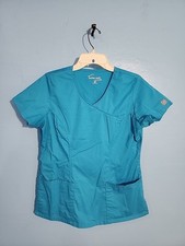 Butter Soft Stretch Ladies Size S Blue 2 Pocket Scrub Top