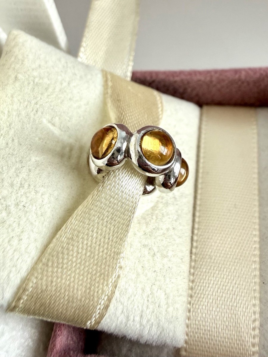PANDORA STER SILVER YELLOW CITRINE CABOCHON SPACER #790538CI