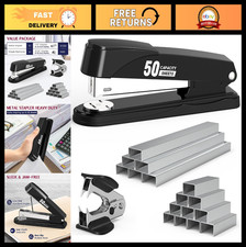 Heavy Duty Metal Stapler 50 Sheet Capacity, 1750 Staples & Remover, No Jam, Offi