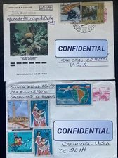 Habana to USA Two Covers Multiple Topical Stamps on Uprated PSOE