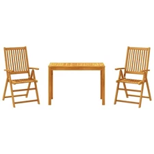Garden Dining Set Natural Brown Solid Acacia wood Medium Foldable vidaXL