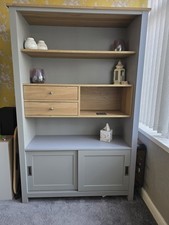 Next Dove Grey Malvern Oak Tall Shelving Unit With Drawers