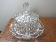 Antique EAPG Famous by Co-Operative Flint Clear Butter Cover Dish 1880'S