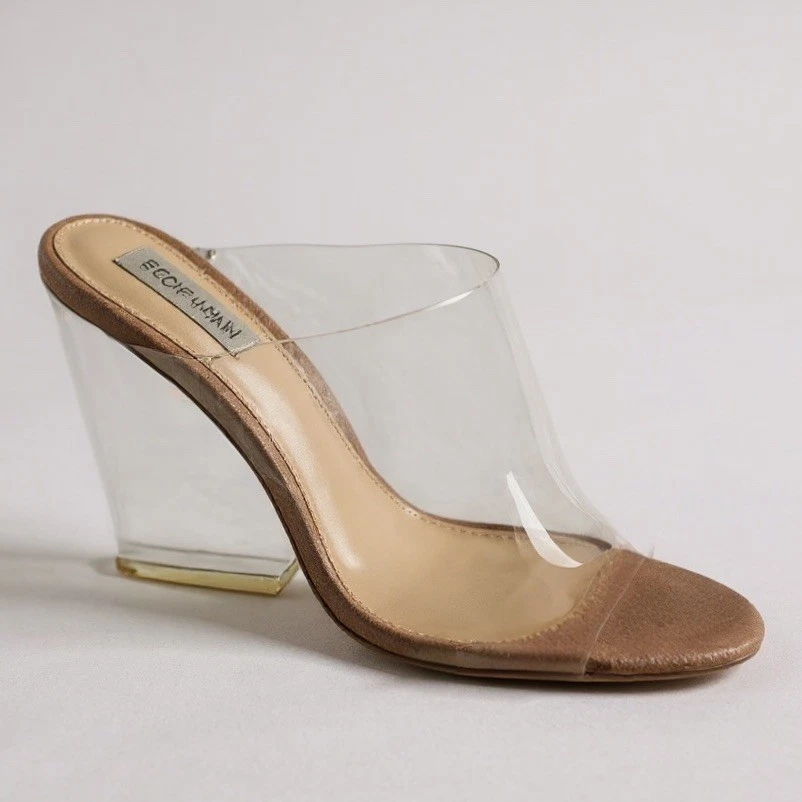 Steve Madden 8.5 Evolve Cuña Transparente Slides Tacón Acrílico R $99 Foto 4 de 4