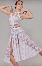 Weissman White Lyrical Solo Dance Costume Small Adult