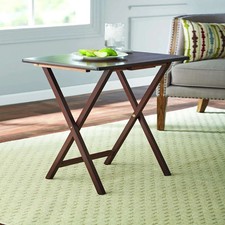 Folding TV Tray Table Set in Walnut 19 X 15 X...