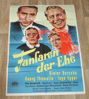 FANFAREN DER EHE Org. Plakat A1 -1953- Dieter Borsche+Inge Egger+Georg Thomalla