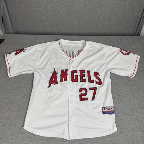 LOS ANGELES ANGELS MIKE TROUT JERSEY MAJESTIC COOL BASE WHITE SIZE MENS 48 XL