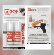 2 Mace POLICE PEPPER GUN Spray REFILL OC Cartridge Dual Pack Kit 4" INVISIBL DYE